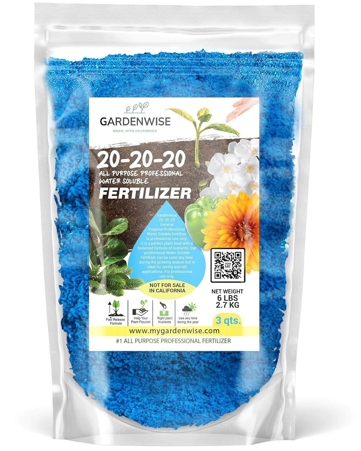 20-20-20 Water-Soluble Fertilizer for Vibrant Indoor Plants