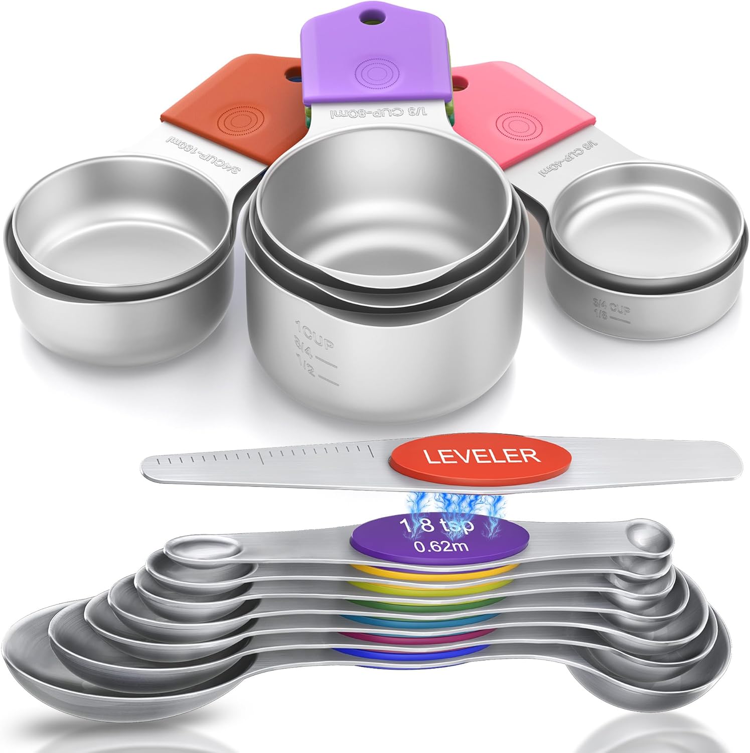 Magnetic Measuring Cups and Spoons Set for Precision Cooking