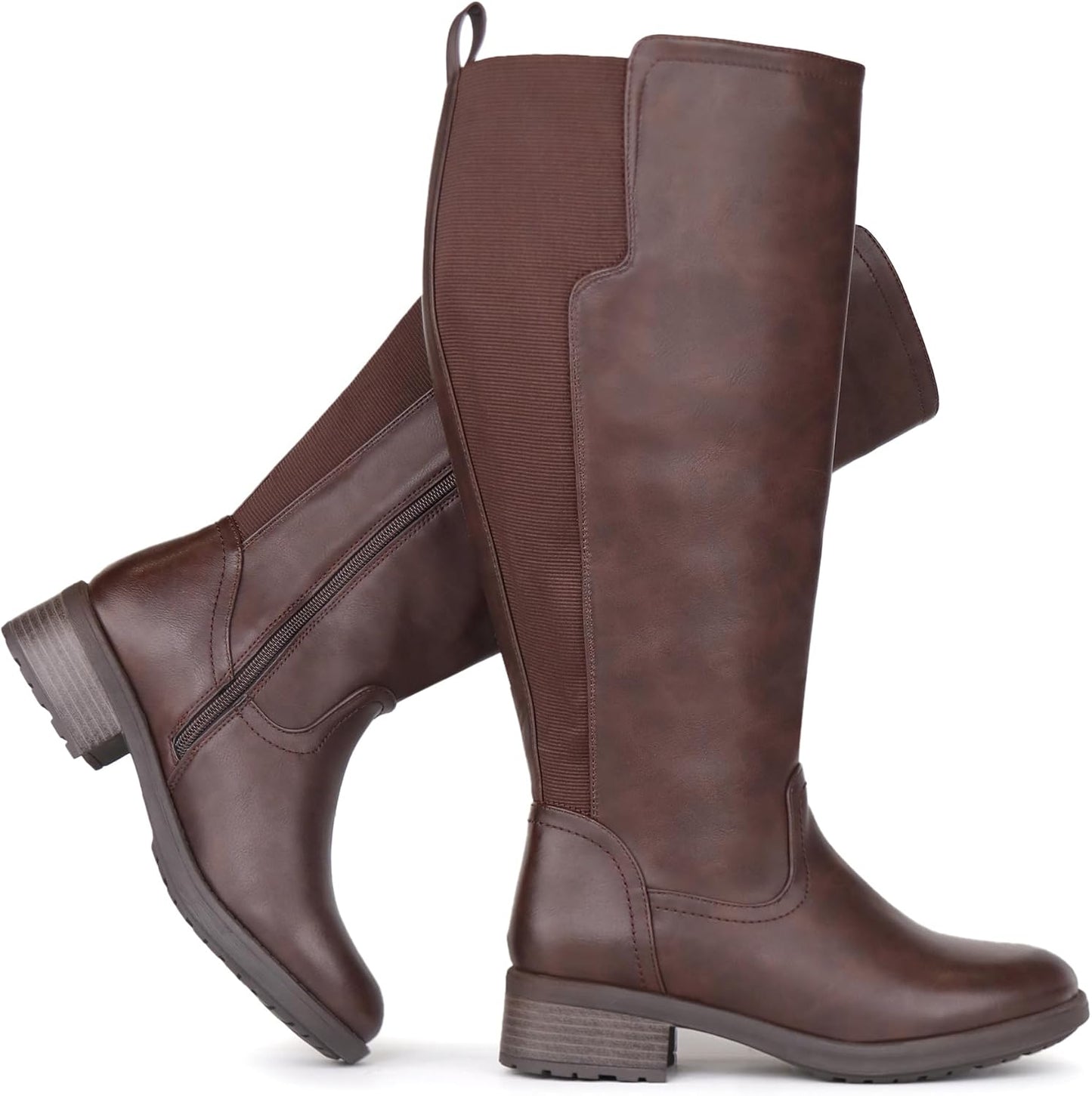 Women's Extra Wide Calf Knee High Boots with Side Zipper