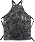 Denim Apron With Pockets for Women and Men - Durable Washed Black