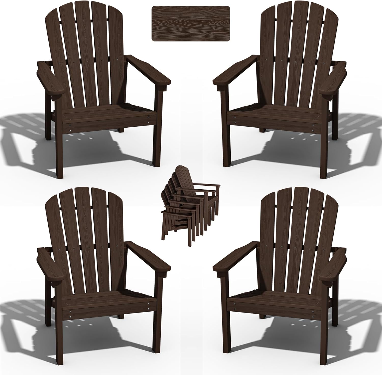 Stackable Adirondack Chair Set of 4 for Outdoor Comfort