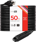 UltraPro 50 Ft Indoor Extension Cord 3 Outlet Power Strip - Long Reach