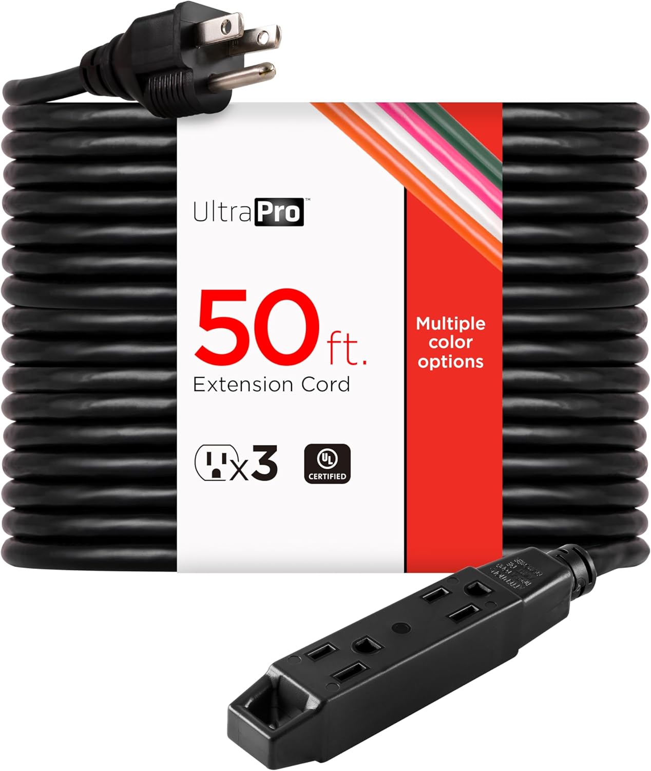 UltraPro 50 Ft Indoor Extension Cord with 3 Outlets for Power