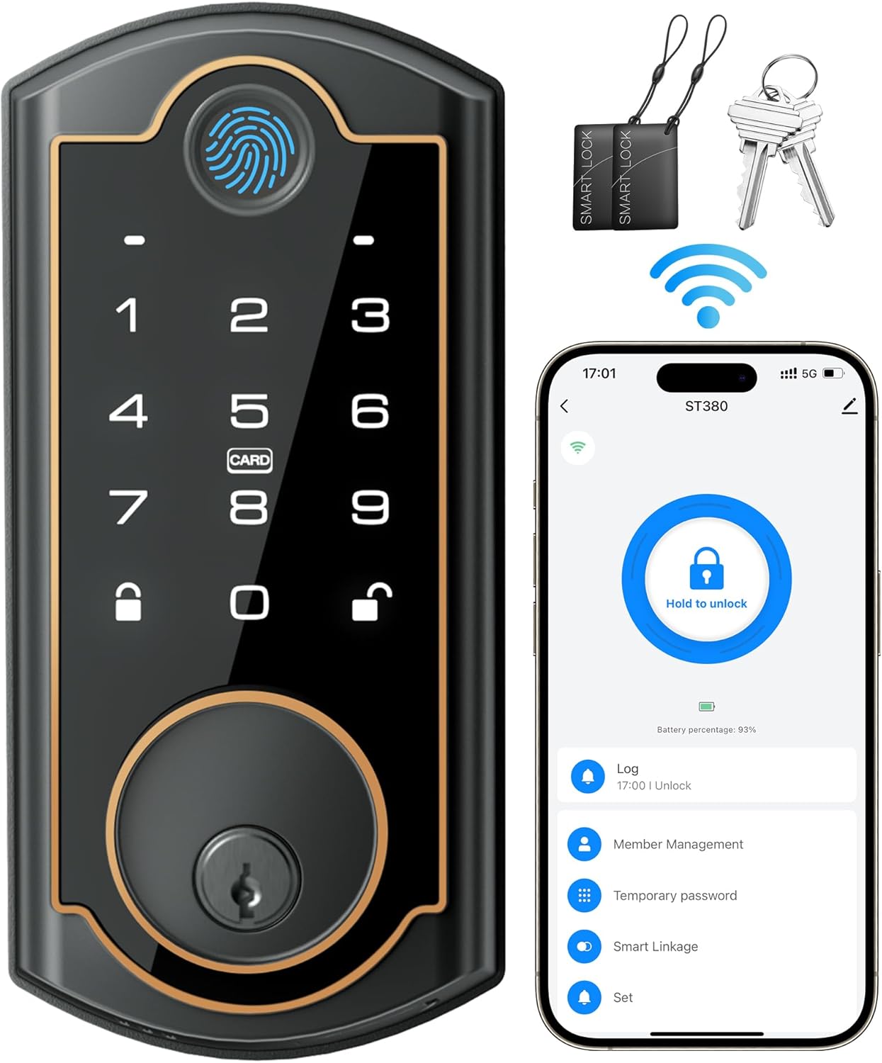 Smart Lock ST380 with Wi-Fi and Fingerprint Keyless Entry