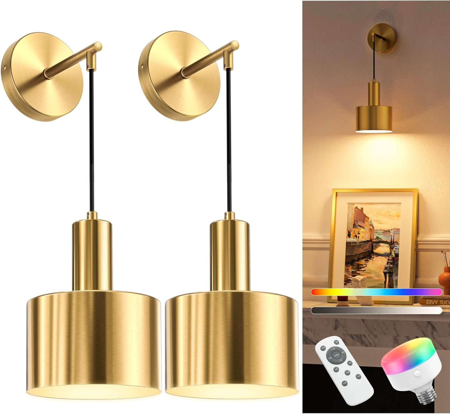 NIORSUN Battery Operated Wall Sconce Set of 2 for Any Room
