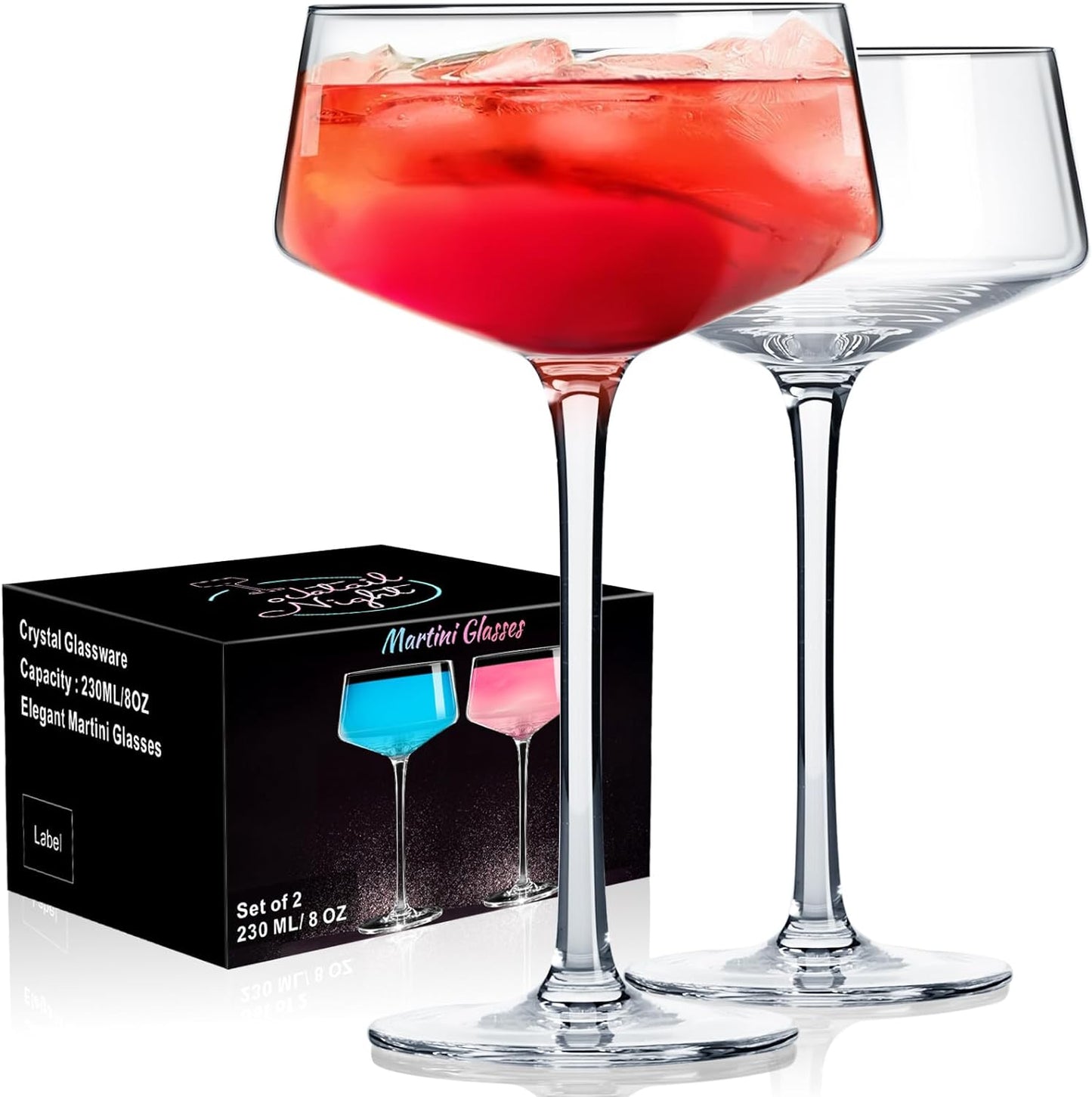 PARACITY Hand-Blown Martini Glasses - Ideal for Cocktails!