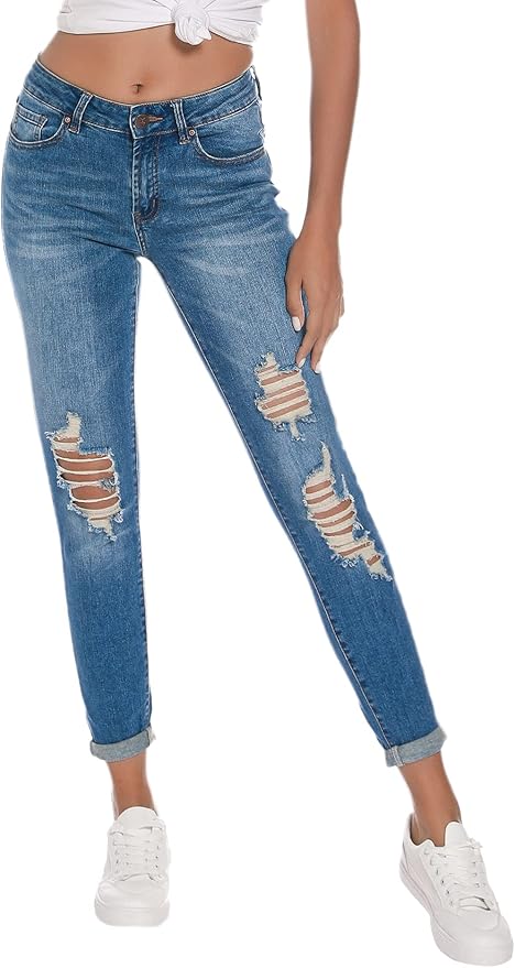 Resfeber Women's Ripped Boyfriend Jeans for Stylish Comfort