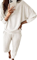 Women's Fall 2 Piece Lounge Set Ribbed Tracksuit - Comfortable Fit 4-6
