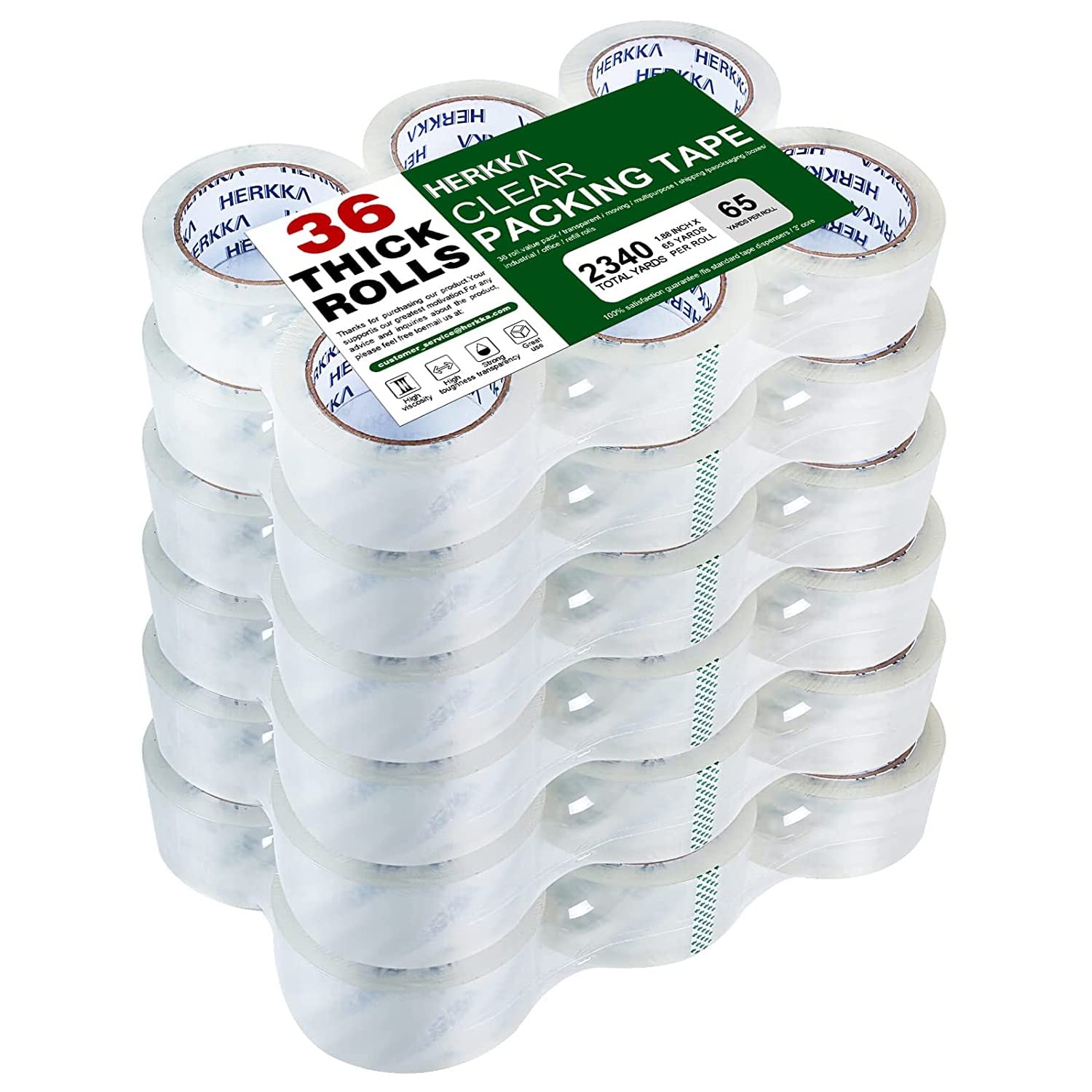 HERKKA Clear Packing Tape for Heavy Duty Shipping and Moving