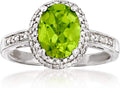 Peridot and Diamond-Accented Sterling Silver Ring - Elegant Statement