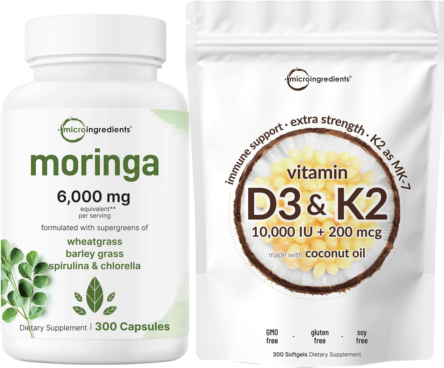 Sunshine Bundle: Vitamin D3 & K2 Softgels with Moringa 2-Pack