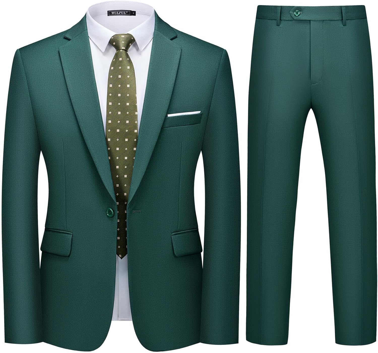 WULFUL Men's Slim Fit Suit Set for Weddings and Business Events