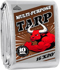 Tarp 16x20 ft Heavy Duty 10mil Silver/Brown - Durable Waterproof