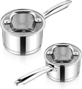 E-far Stainless Steel Saucepan Set 1QT & 2QT - Even Heat, Durable