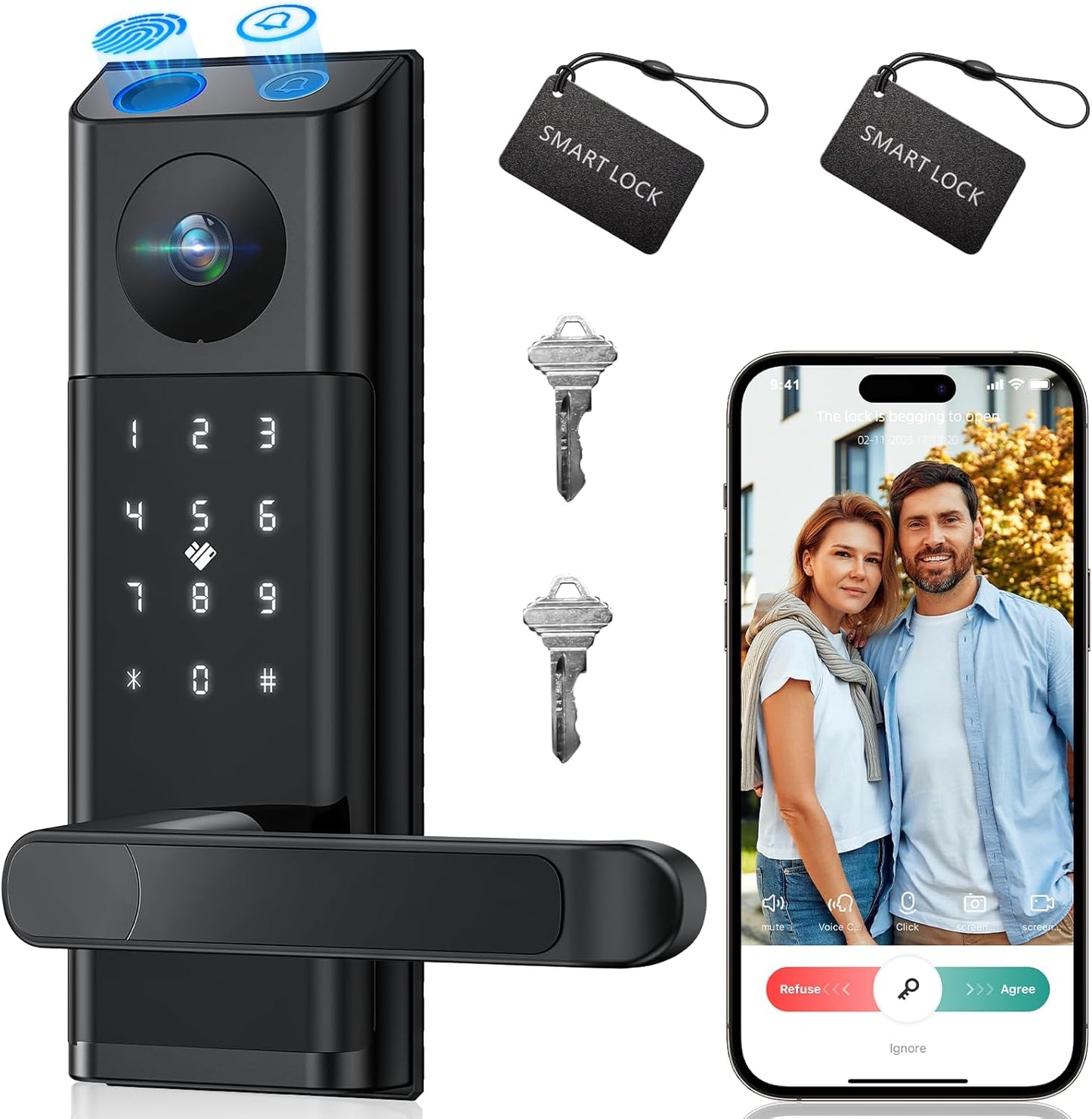 5-in-1 Smart Lock: Keyless Entry & Video Security for Front Door by Camcamp