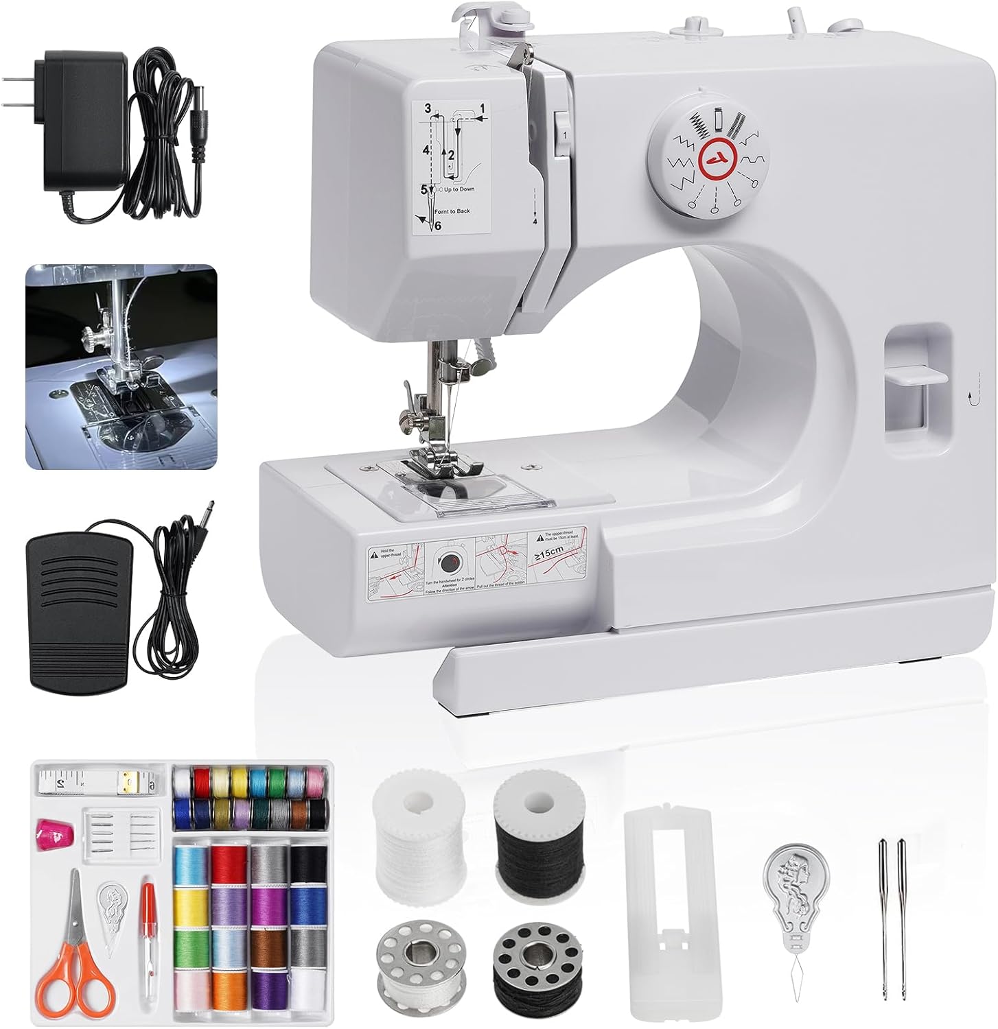 Compact Sewing Machine with 12 Stitches & Foot Pedal