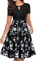 YATHON Women's Vintage Floral Flared A-Line Swing Dress (Style LV5H)