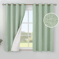 Light Green Linen Blackout Curtains 52 x 45 in - Full Room Darkening