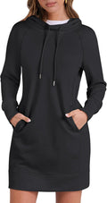 Womens Sweatshirt Dress Long Sleeve Hoodies Mini Dress - Comfortable