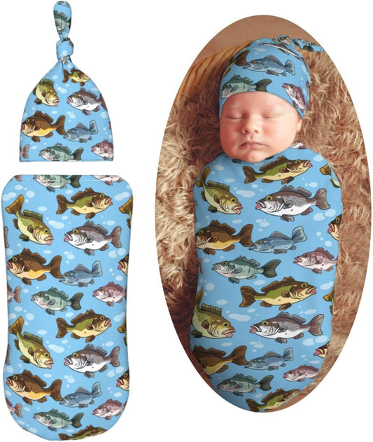 Muishi Soft Bass Fish Newborn Swaddle Set