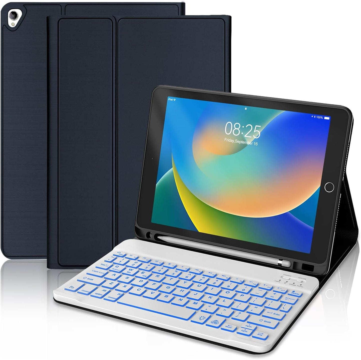 BORIYUAN iPad 9th Generation Keyboard Case with Backlit Colors