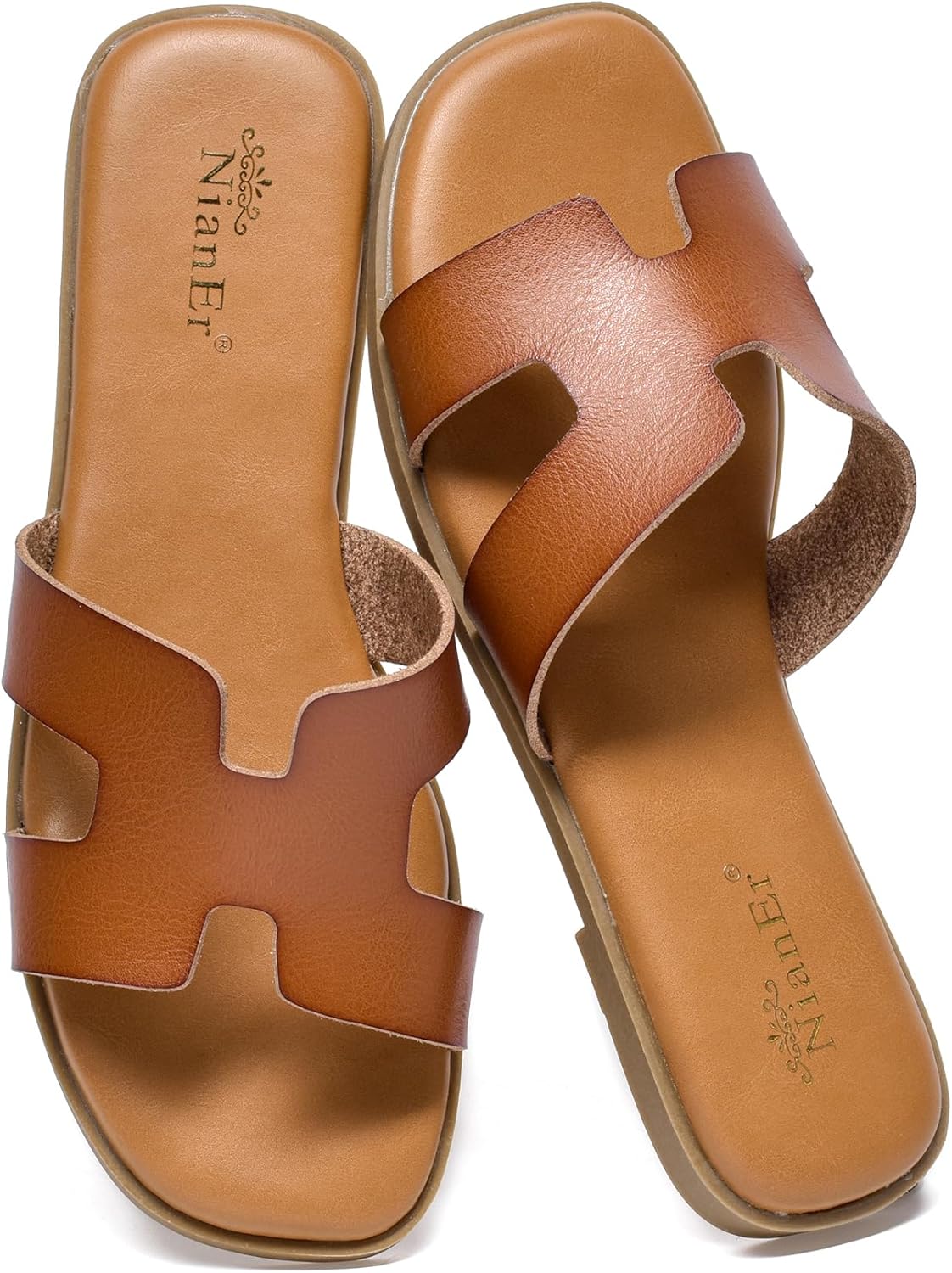 NianEr Womens Microfiber Leather Comfort Foam Support H Sandals