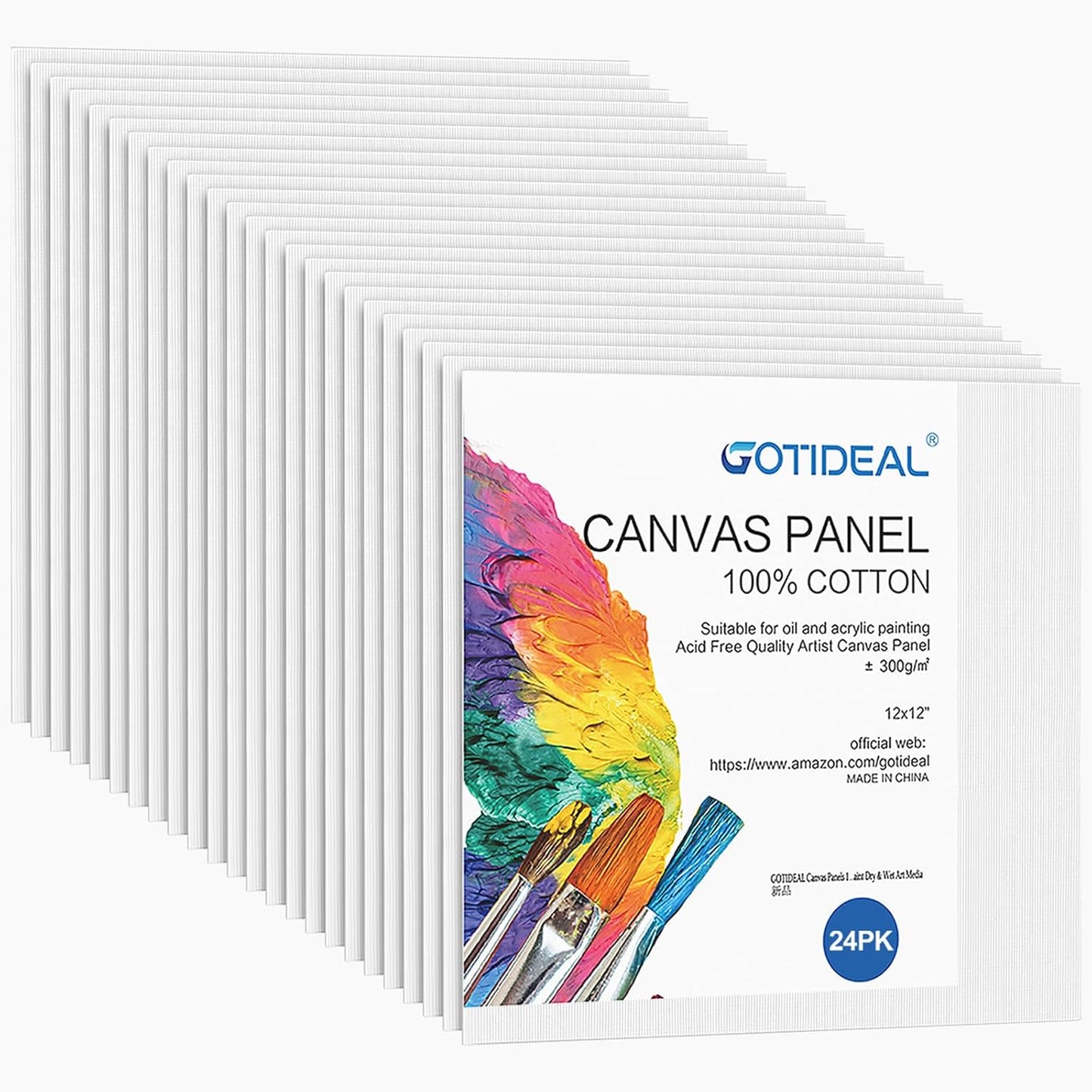 Gotideal Canvas for Painting - 24pcs 12x12 Primed Panels
