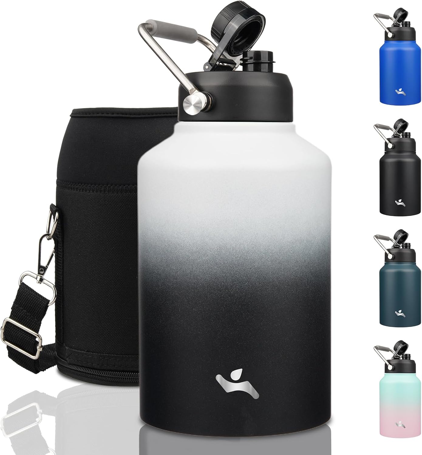 1 Gallon Insulated Water Bottle with Handle and Pouch