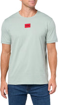 HUGO Men's Ribbed Crew Neck Regular Fit Center Logo T-Shirt - Smart