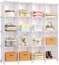 GREENSTELL 16-Cube Closet Organizer and Storage - Modular White Cubes