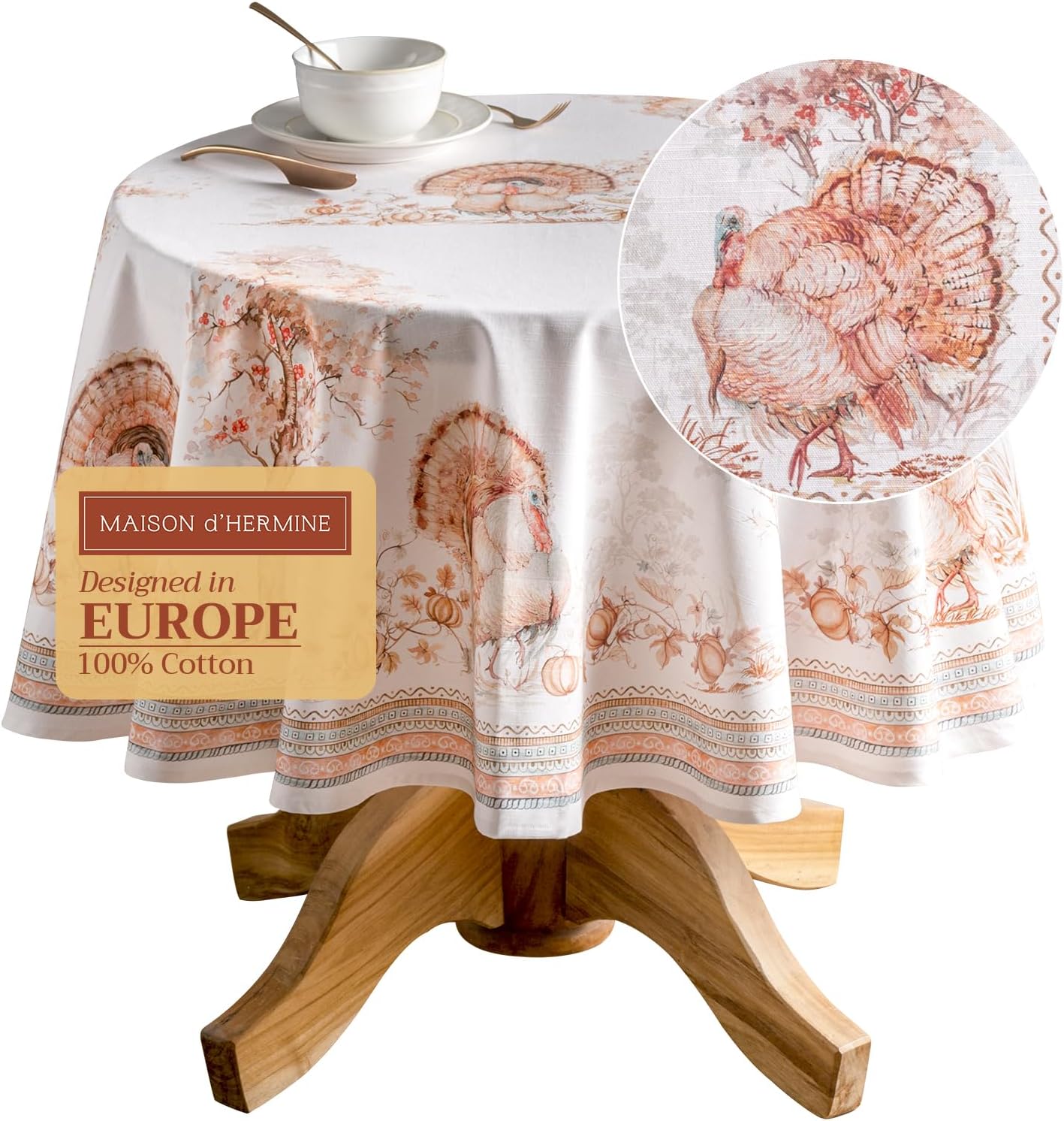 Maison d' Hermine 63 Inch Round Tablecloth for Elegant Dining