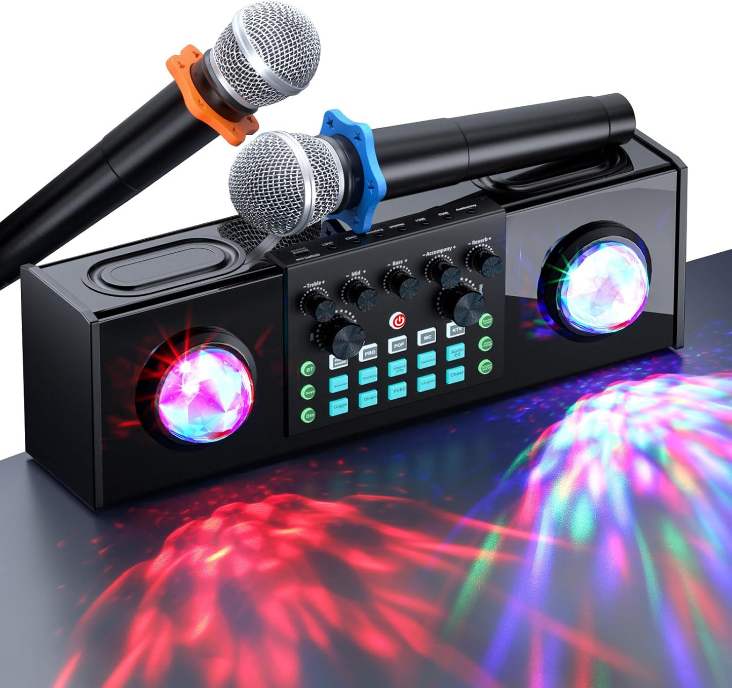 Facmogu Karaoke Machine with Ambient Lighting and Microphones