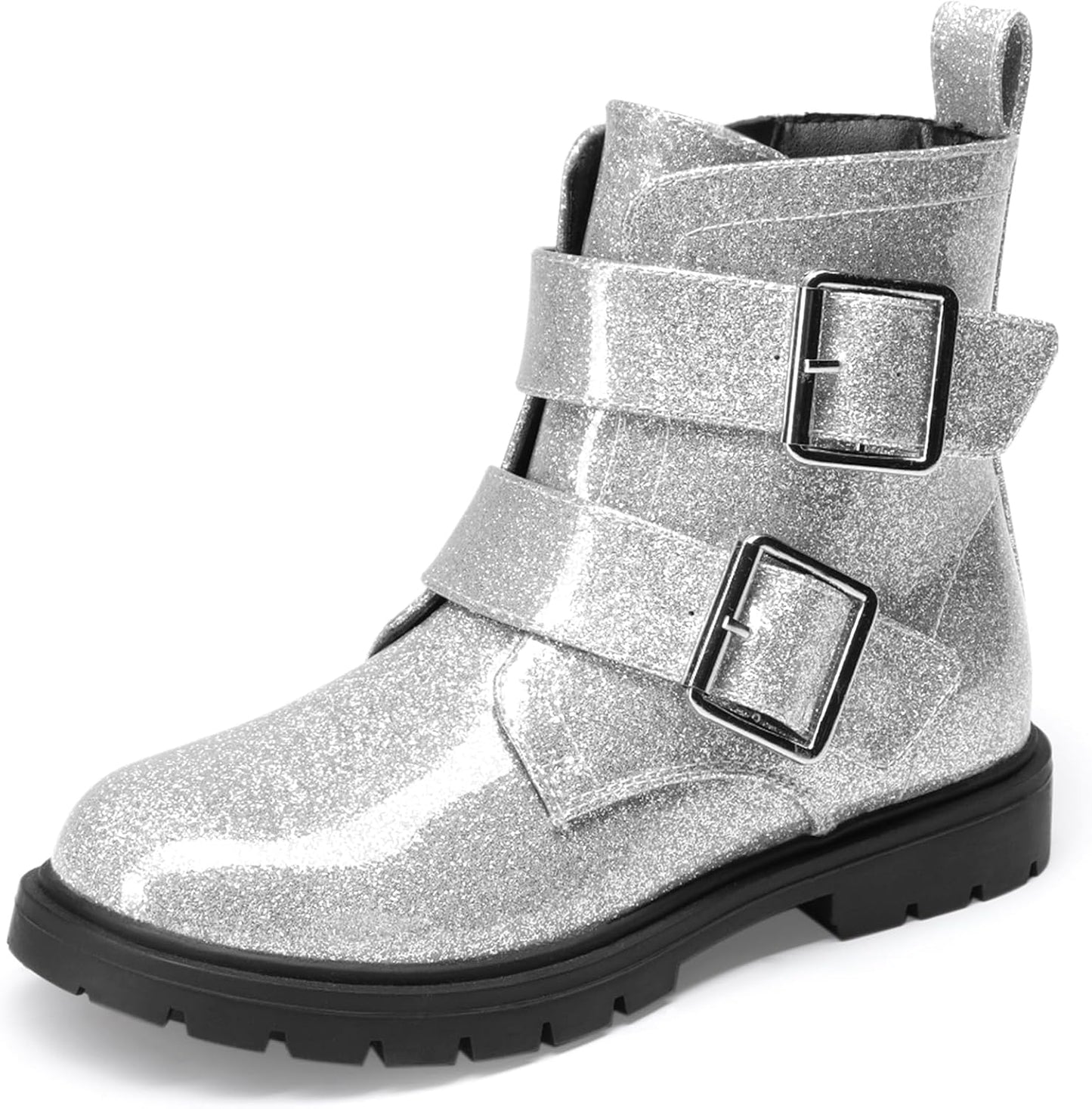 DREAM PAIRS Glitter Ankle Boots for Kids with Side Zipper