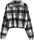ZAFUL Women's Fashion Long Sleeve Faux Fur Crop Pullover Top