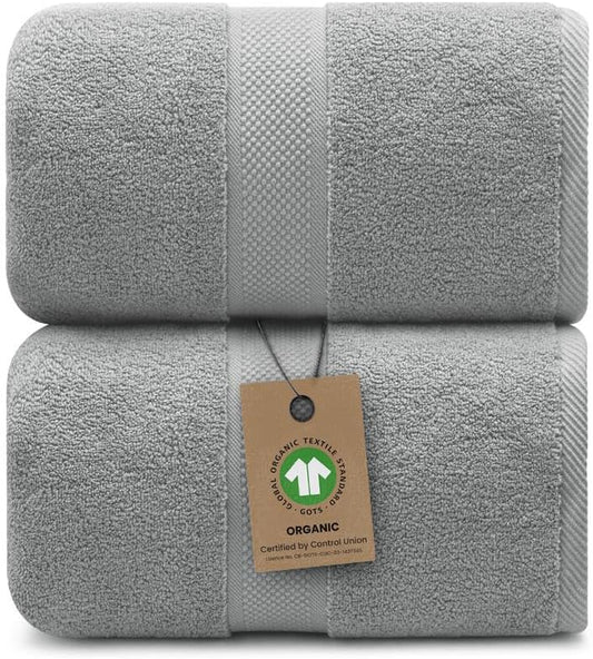 100% Organic Luxury Bath Sheets - Extra Large 35x70 Inches Set