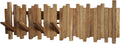 Natural Wood Wall Mounted Piano Coat Rack - Flip Down 7 Hooks