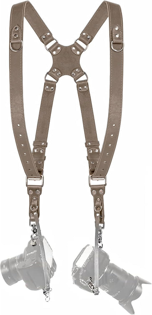 Dual Shoulder Leather Camera Harness for 2 Cameras - C Coiro