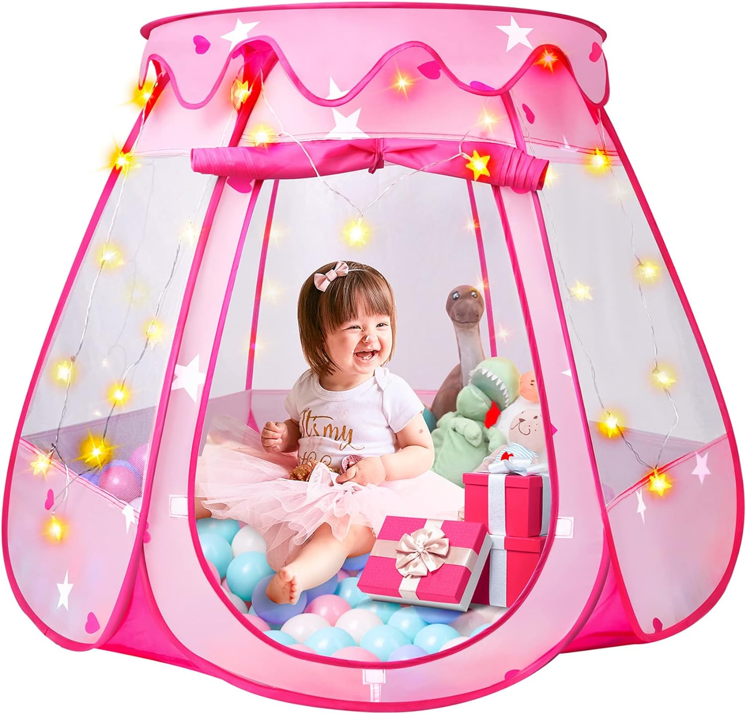 Princess Tent with Star Light - Easy Pop-Up Playhouse for Girls by DISHIO