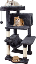40 in Gray Cat Tree Tower for Indoor Cats - Stable Condo & Hammock
