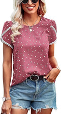 Beaully Womens Summer Floral Lace Crochet Short Sleeve Top