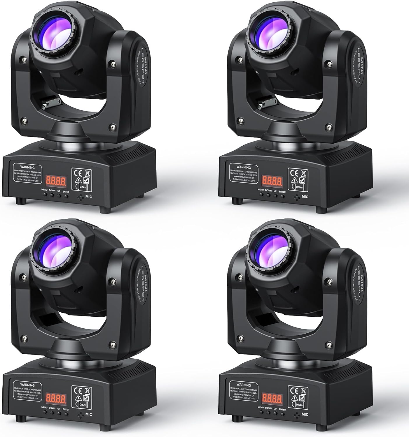 Moving Head DJ Lights 50W 4-Pack with Gobos and Colors for Events