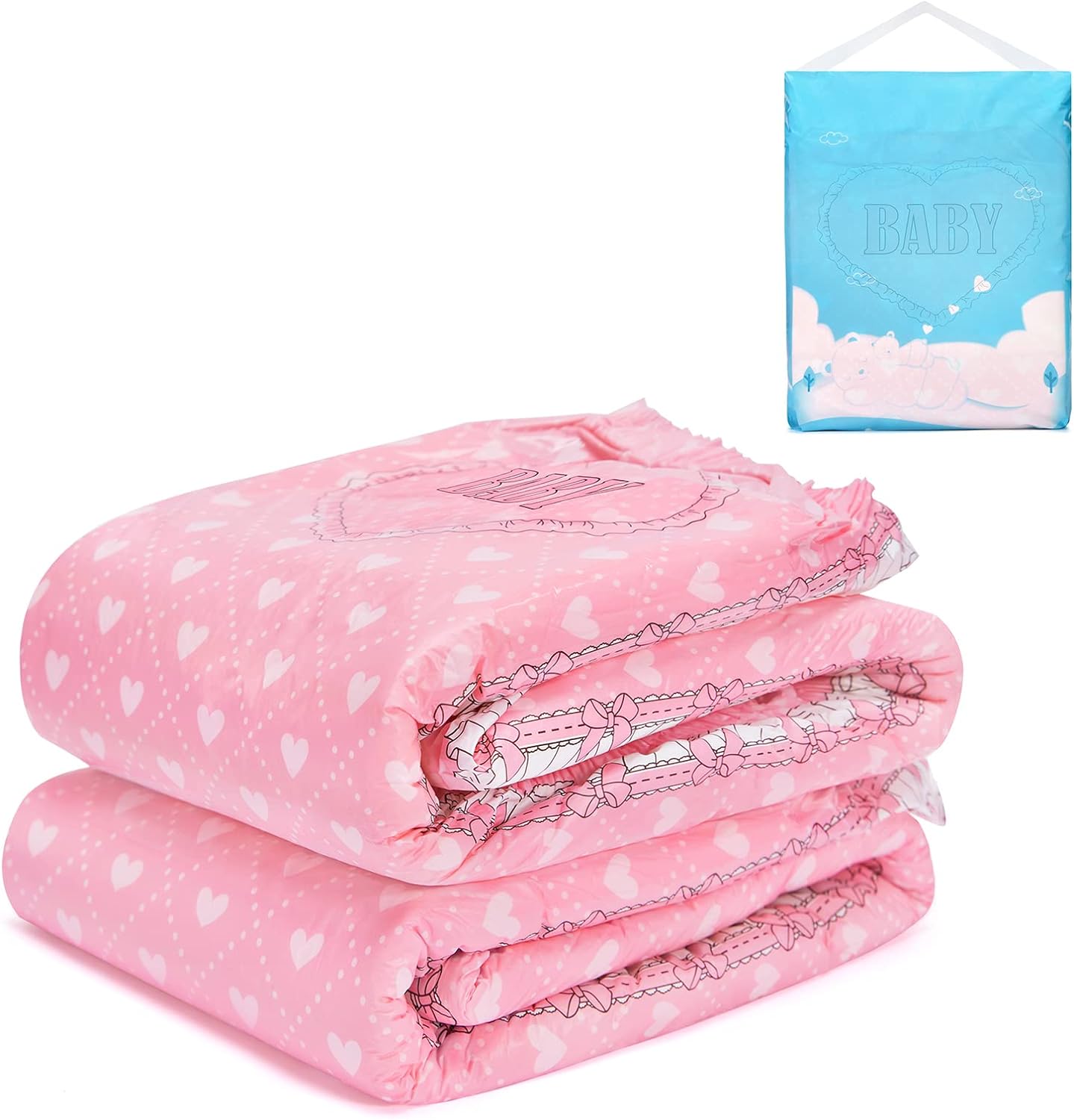 Littleforbig Adult Printed Diaper Set - Blushing Baby XL