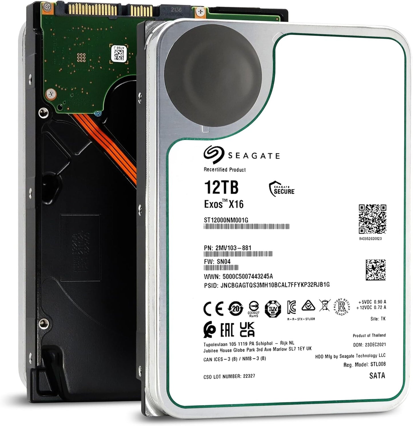 Seagate Exos X16 ST12000NM001G 12TB Renewed - Reliable Storage