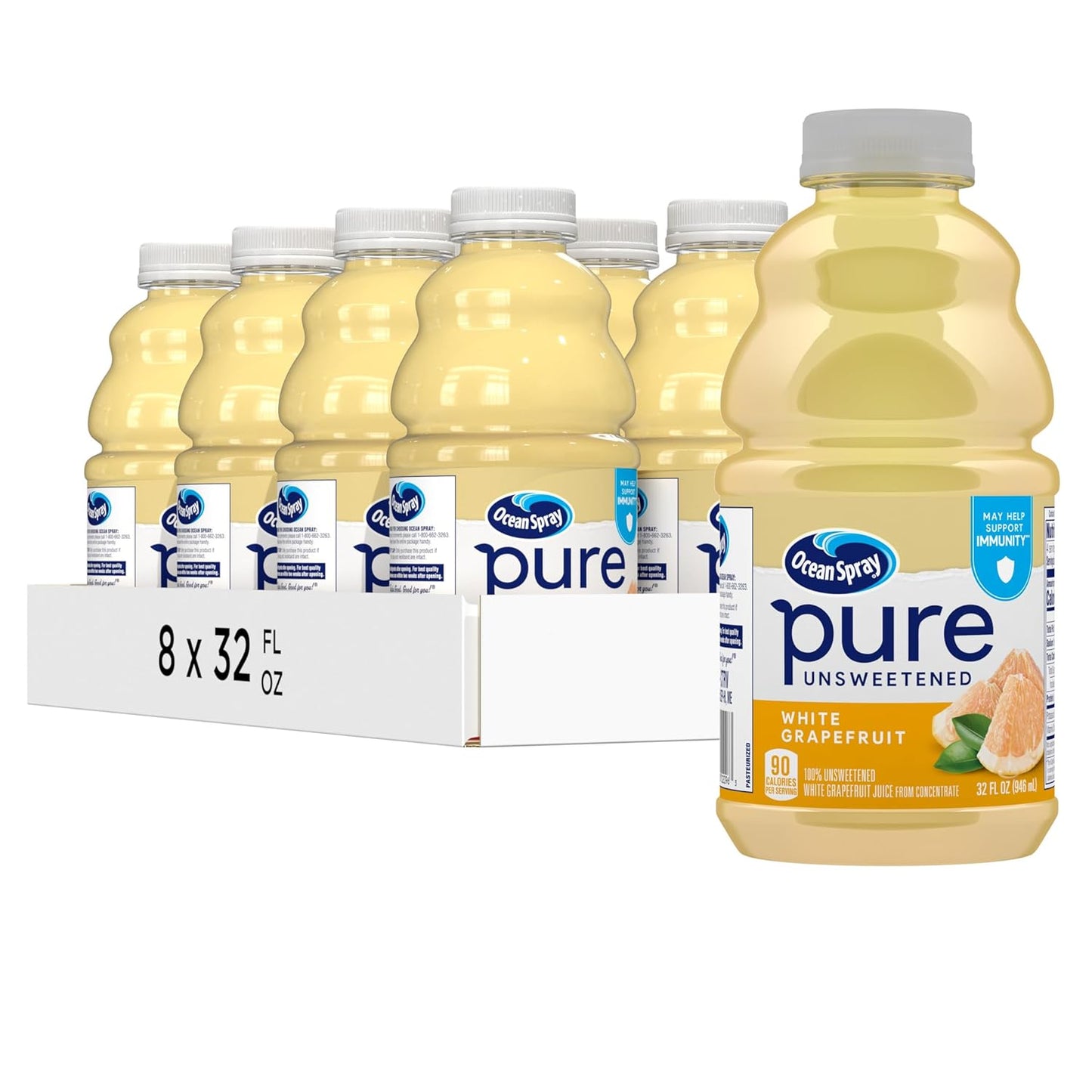 Ocean Spray Pure Unsweetened White Grapefruit Juice Pack of 8