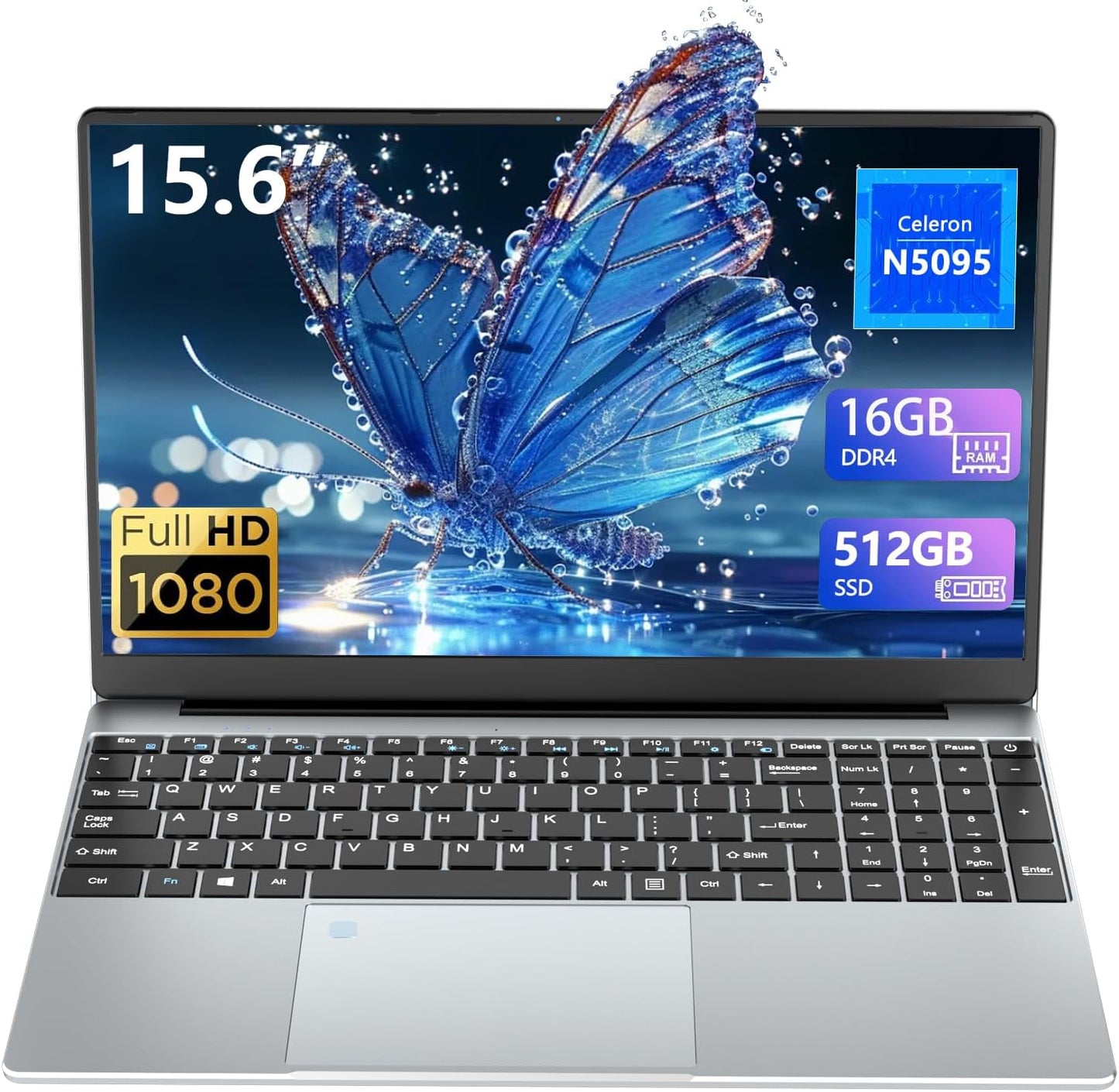 DUNHOO Gaming Laptop: 16GB RAM, 512GB SSD, FHD IPS, Fingerprint Unlock