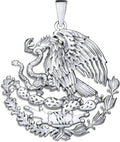 Mexican Eagle Necklace Silver Pendant - Bold Mexico Coat of Arms