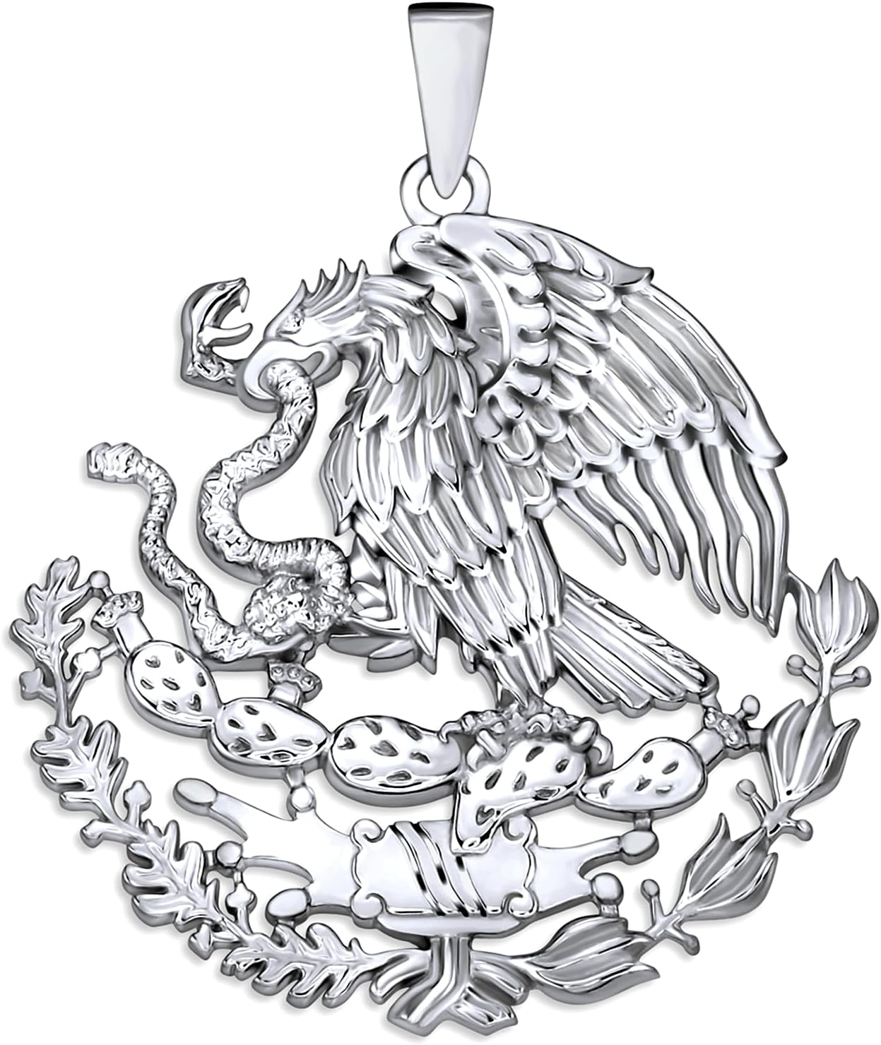 Mexican Eagle Necklace Silver Pendant - Handmade Jewelry Piece