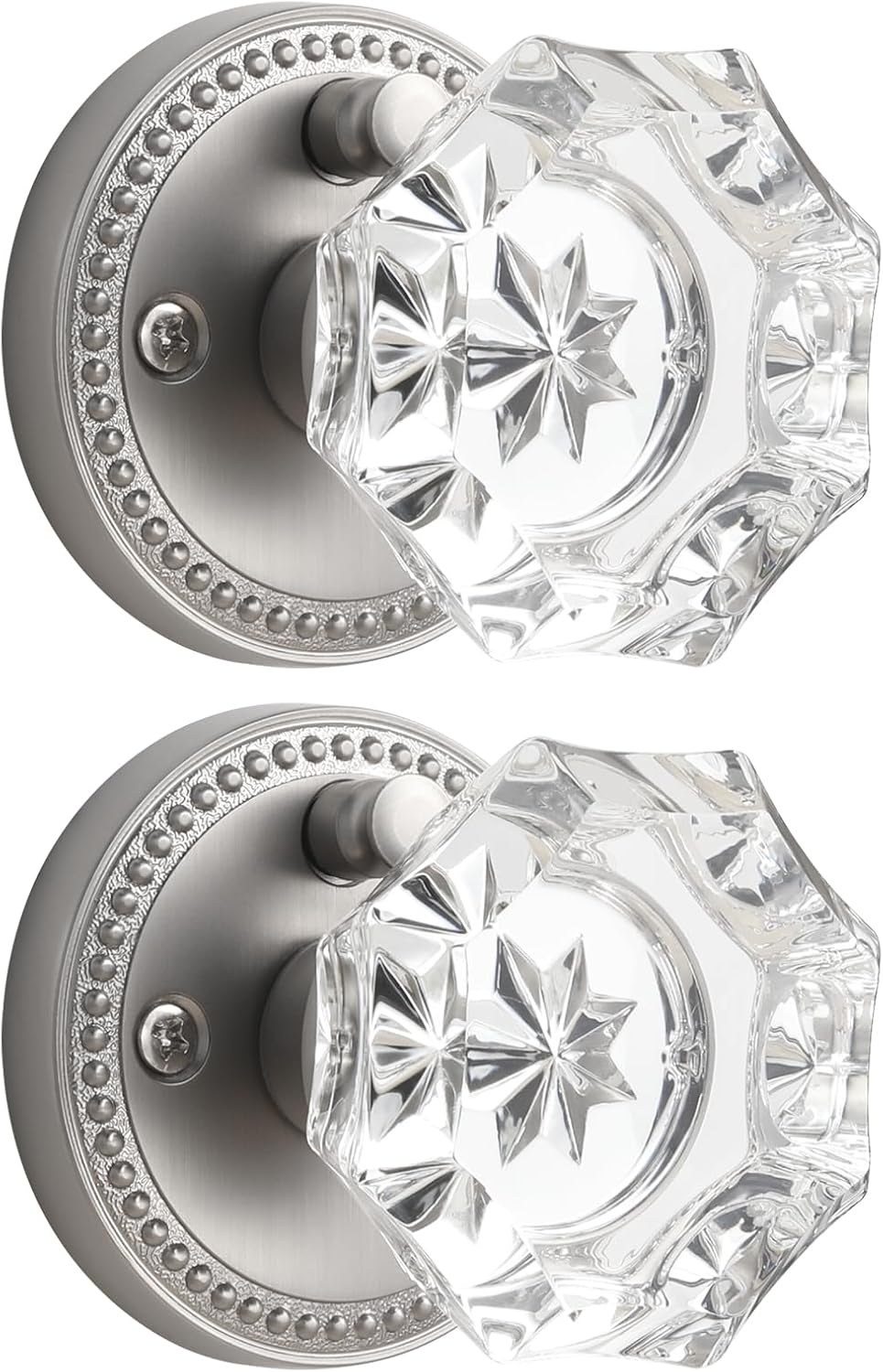 Satin Nickel Knobs Crystal Door Knob for Bedroom and Bathroom