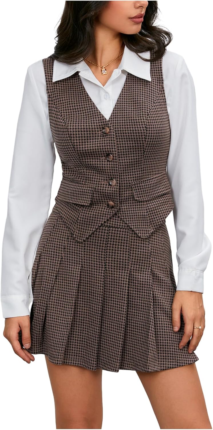 Milumia Women's Plaid Skirt Sets for Stylish Business Outfits