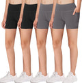 Girls Athletic Biker Shorts with Pockets - Pack of 4 for Active Kids